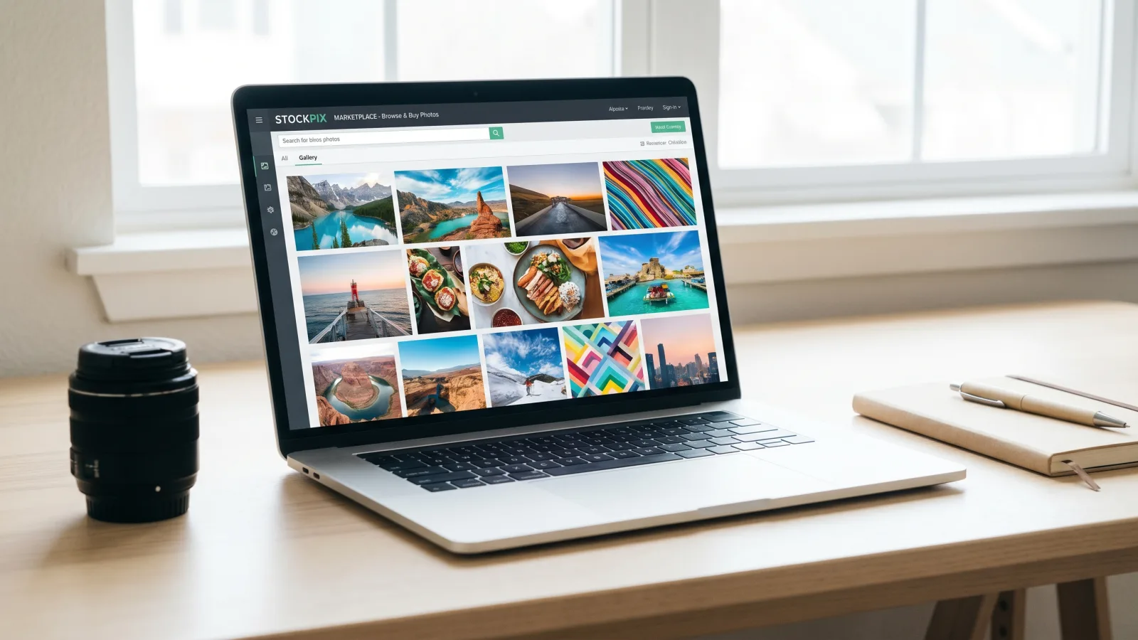 Galerie de photos sur une plateforme de banque d image