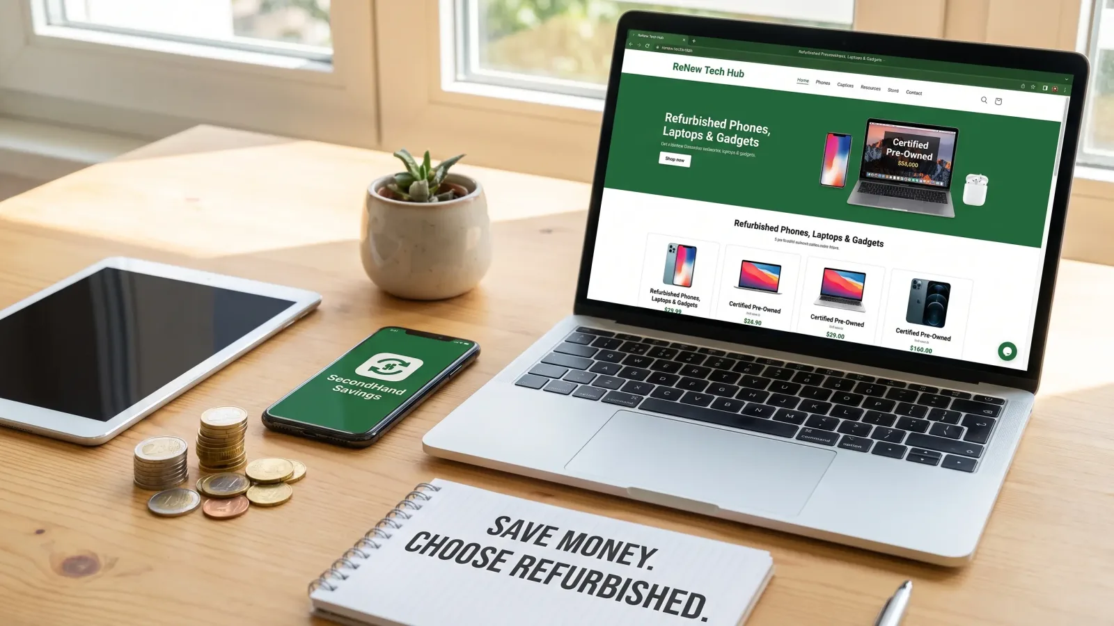 Achat de produits reconditionnés en ligne sur un ordinateur portable